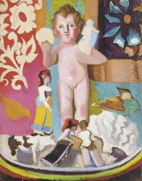 Still Life With Putto And Figurines Oil Painting by Joseph Stella