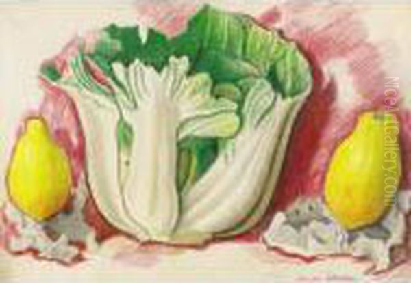 Lettuce And Lemons Oil Painting by Joseph Stella