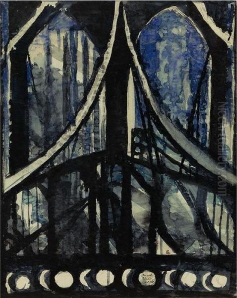 Study Of The Brooklyn Bridge Oil Painting by Joseph Stella