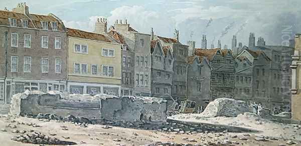 View of the Remains of Old London Wall, 1817 Oil Painting by Robert Blemell Schnebbelie