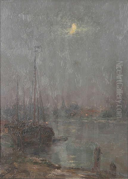 Boten In De Haven Oil Painting by Romain Steppe