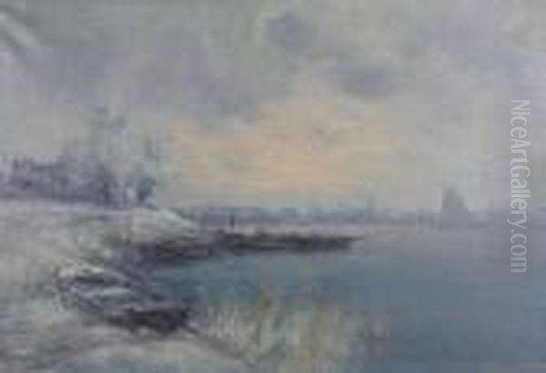 Aan De Oevers Van De Schelde Oil Painting by Romain Steppe