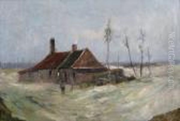 Sneeuwlandschap Met Jongetje Oil Painting by Romain Steppe