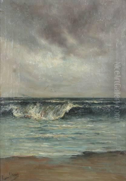 Golven En Meeuwen Oil Painting by Romain Steppe