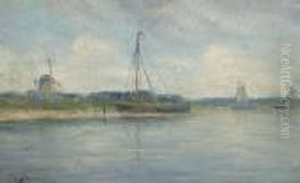 Yachts On The River Schelde Oil Painting by Romain Steppe