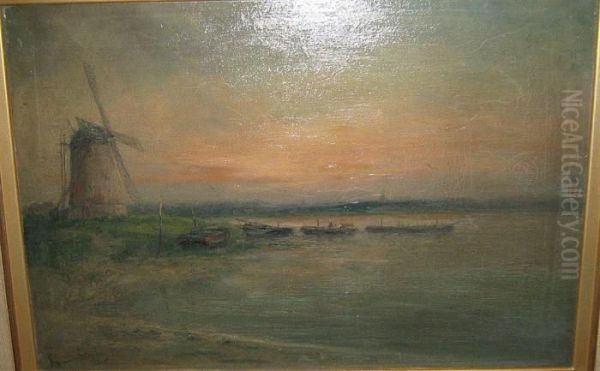 Molen Bij De Zee Oil Painting by Romain Steppe