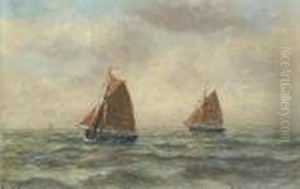 Yachts On A Calm Sea Oil Painting by Romain Steppe