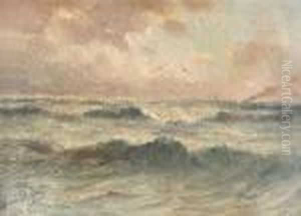 Vagues A La Cote Flamande / Apres-midi De Mars (ostende) Oil Painting by Romain Steppe