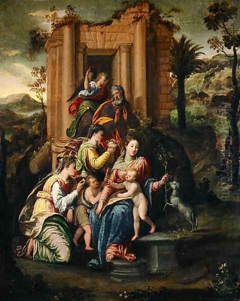 The Holy Family surrounded by Saints by Sigismondo (Mondino) Scarsellino