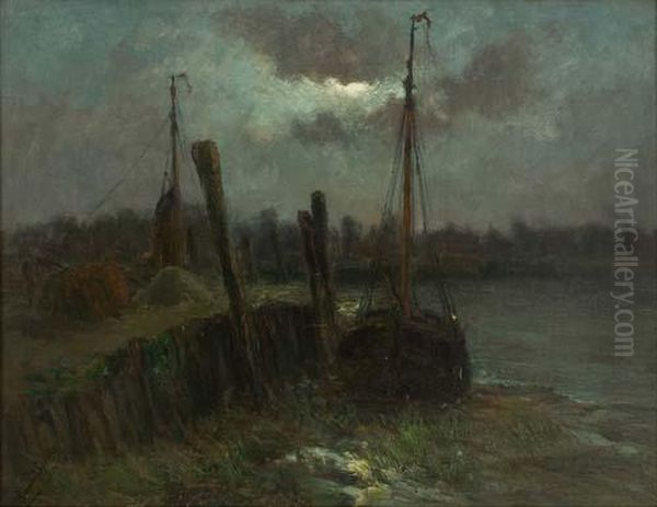 Abendstimmung Am Wasser Oil Painting by Romain Steppe