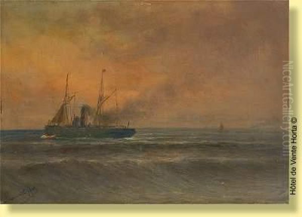 Vapeur Au Coucher Du Soleil Oil Painting by Romain Steppe