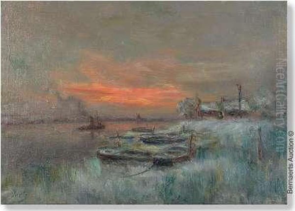 'hiver Au Bord De L'escaut' Oil Painting by Romain Steppe