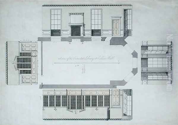 Section of the Intended Library at Cobham Hall, Kent Oil Painting by George Shakespeare