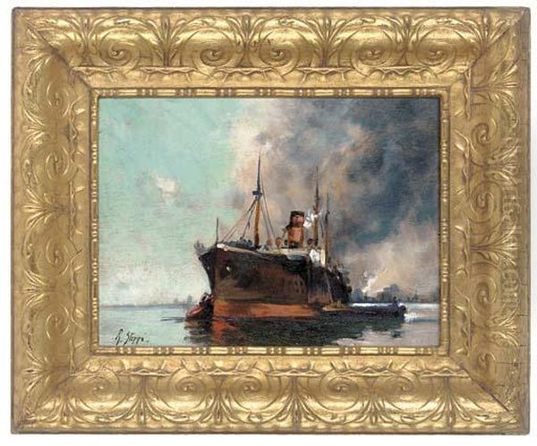 Meeting The Steamer Oil Painting by Romain Steppe