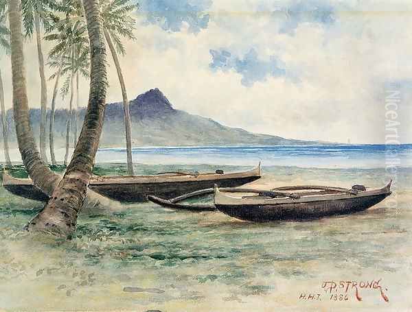 Diamond Head, Hawaii, 1886 Oil Painting by J.P. Strong