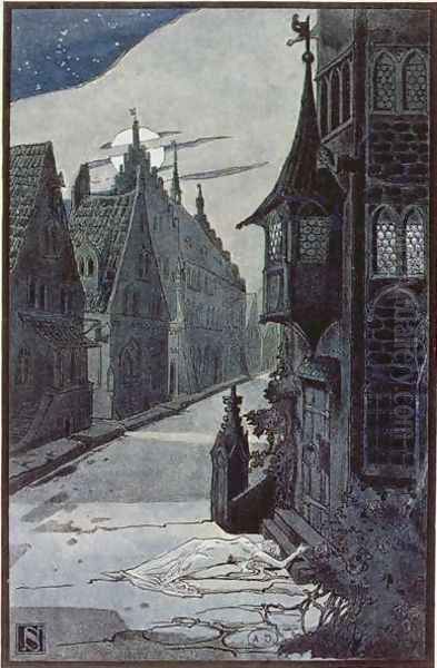 The Plague of Guebwiller in 1348, from The Legends of Alsace by Georges Spetz, 1905 Oil Painting by Leon Schnug