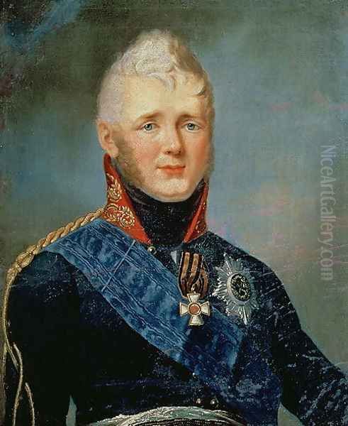 Portrait of Emperor Alexander I 1777-1825 Oil Painting by Stepan Semenovich Shchukin