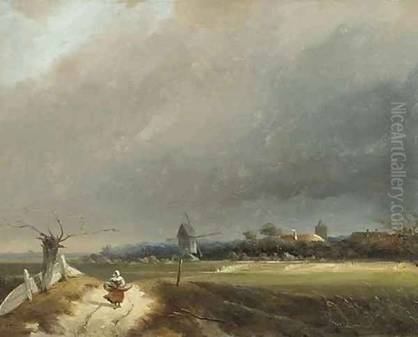 A view of Dalfsen Oil Painting by Johan Gerard Smits