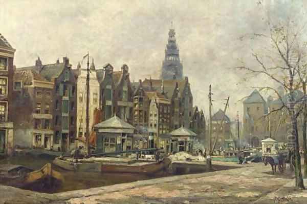 Damrak entree Amsterdam a view of the Damrak, Amsterdam Oil Painting by Johan Gerard Smits