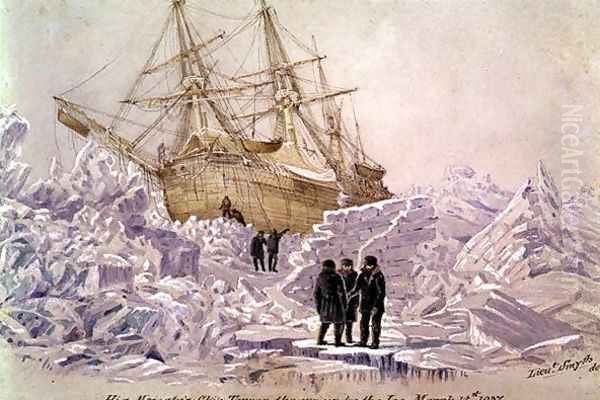 Incident on a Trading Journey- HMS Terror Thrown up by the Ice, March 15th 1837 Oil Painting by Lieutenant Smyth