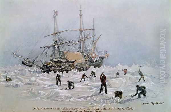 Incidents on a Trading Journey-HMS Terror as she Appeared After Being Thrown Up by the Ice in Frozen Channel, September 27th 1836 Oil Painting by Lieutenant Smyth