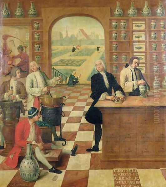 The Apothecary C. Morelot b.17 February 1719 in his pharmacy, 175 Oil Painting by C. Souville