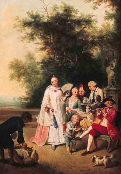 A fete champetre, on a terrace Oil Painting by Joseph Conrad Seekatz