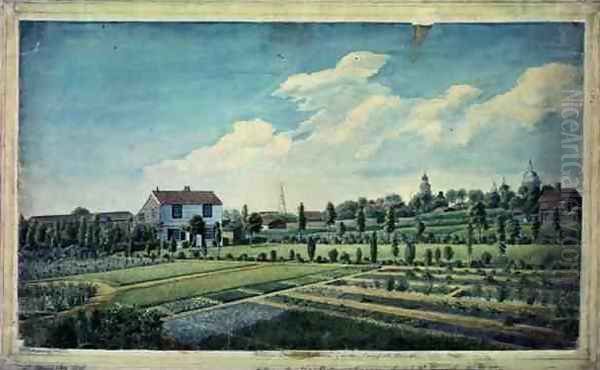 William Curtiss Botanic Gardens, Lambeth Marsh, c.1787 Oil Painting by James Sowerby