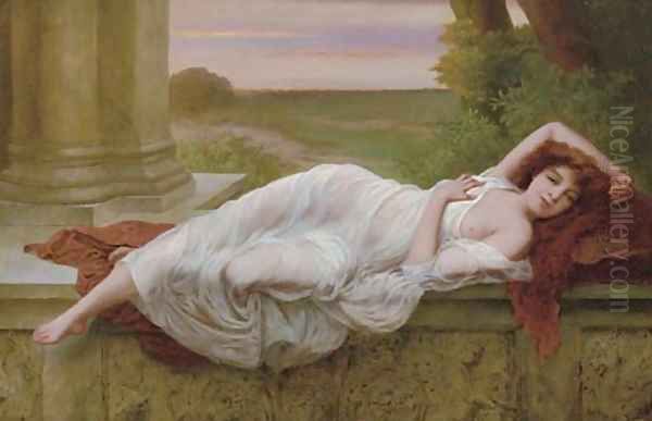 A Reclining Beauty Oil Painting by Vincent G. Stiepevich