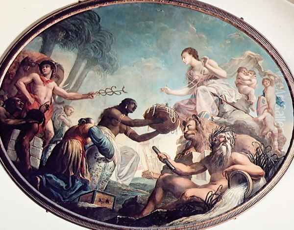 Foster 245 The East offering its riches to Britannia, 1778 Oil Painting by Roma Spiridione