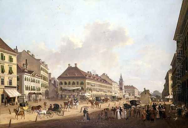 Vienna, the promenade, 1824 Oil Painting by Franz Scheyerer