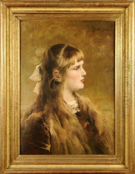 Portrait De Jeune Fille Oil Painting by Aime Stevens