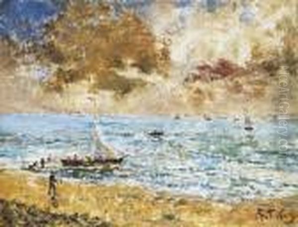 Vue Sur La Plage Oil Painting by Aime Stevens