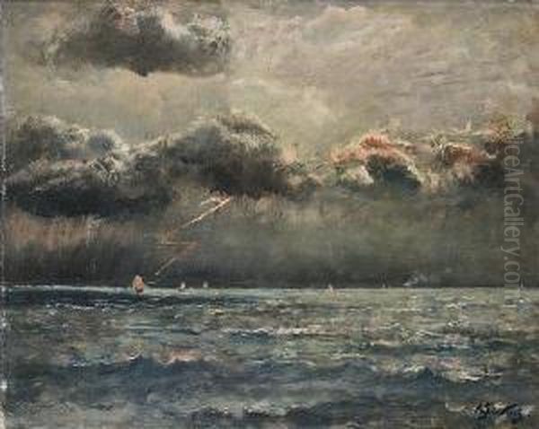 Marine Avec Orage Oil Painting by Aime Stevens