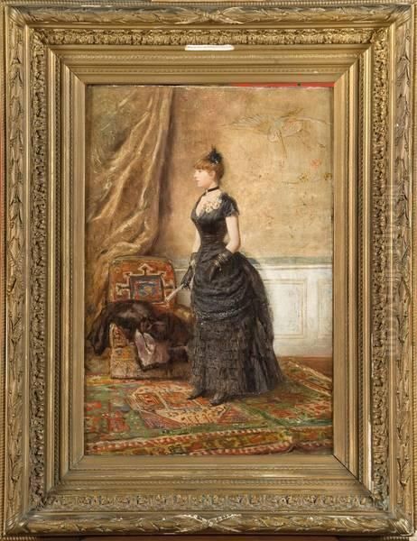 Elegante Dans Un Interieur Oil Painting by Aime Stevens