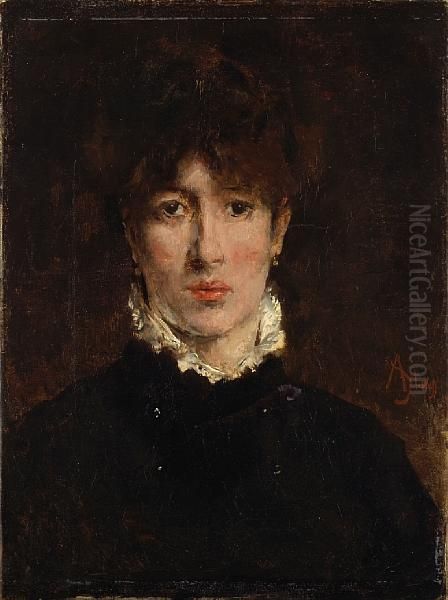 A Portrait Of Sarah Bernhardt Oil Painting by Aime Stevens