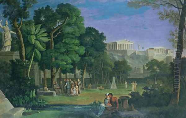 The Philosophers Garden, Athens, 1834 Oil Painting by Antal Strohmayer