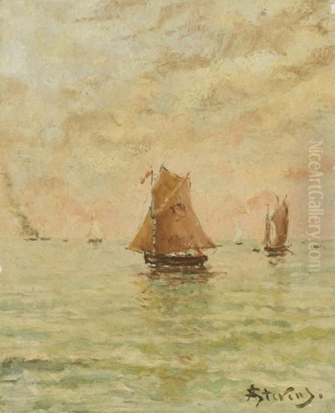 La Mer Au Treport Oil Painting by Aime Stevens