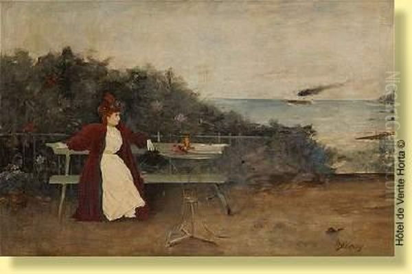 Elegante En Bord De Mer Oil Painting by Aime Stevens