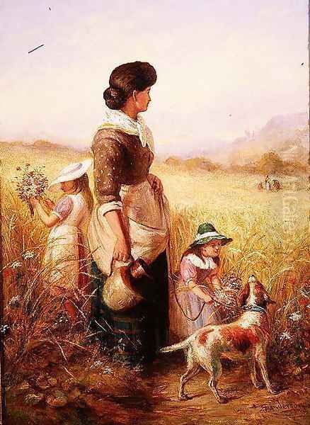 Playing in the Fields Oil Painting by R. Saunderson-Cathering