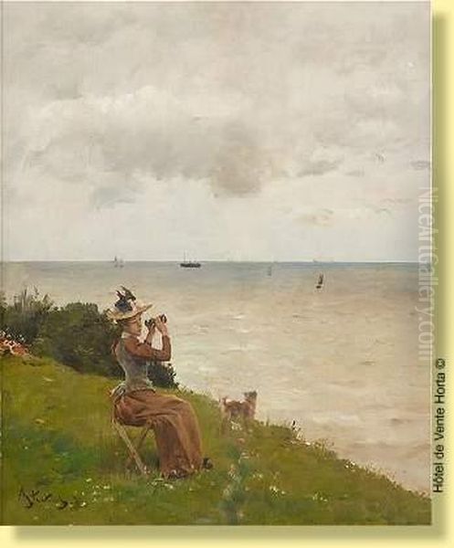 Marine Aux Environs De Honfleur Oil Painting by Aime Stevens