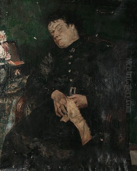 Portrait Of A Woman Sleeping Oil Painting by Aime Stevens