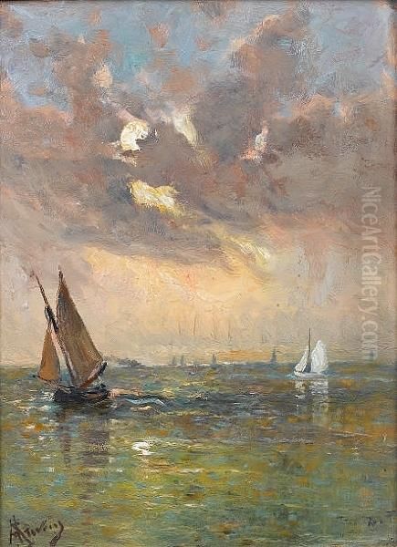 Sailing On A Calm Sea Oil Painting by Aime Stevens