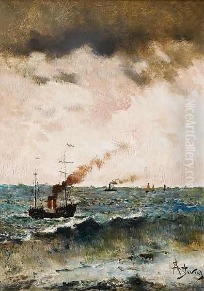 Stormy Sea Oil Painting by Aime Stevens