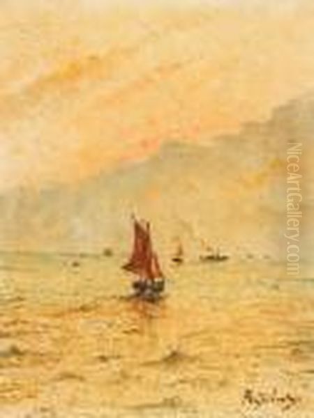 Bateaux En Mer Oil Painting by Aime Stevens