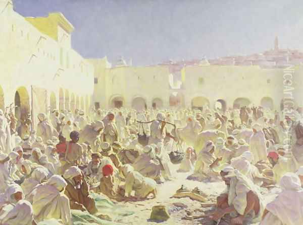 The Market Place, Ghardaia Oil Painting by Thomas Frederick Mason Sheard