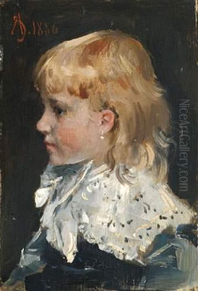  Portrait D'enfant, 1880  Oil Painting by Aime Stevens