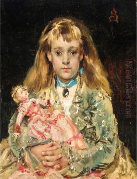 L'enfant A La Poupee Oil Painting by Aime Stevens