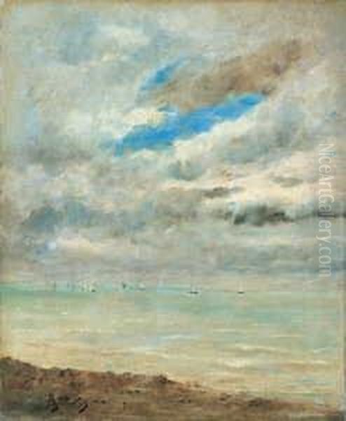 Am Strand. Blick Auf Die Ruhige See. Oil Painting by Aime Stevens