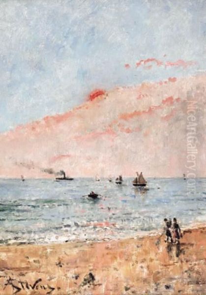 A La Plage Oil Painting by Aime Stevens